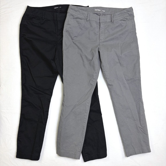 Old Navy Pants - Old Navy Pixie Chino Pants Bundle Gray Black Mid Rise Ankle Slim Fit Size 10 Lot